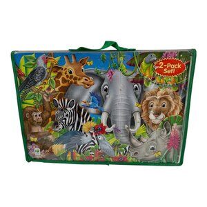 The Learning Journey Toy Wooden Puzzles 2 Pack Set Jungle Animals USA States